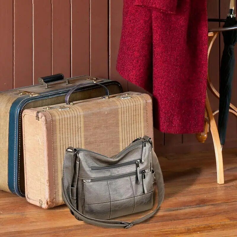 حقيبة كتف عصرية من الجلد الصناعي للنساء ، حقائب حمل بسعة كبيرة ، جيوب متعددة للعمل ، محافظ للفتيات