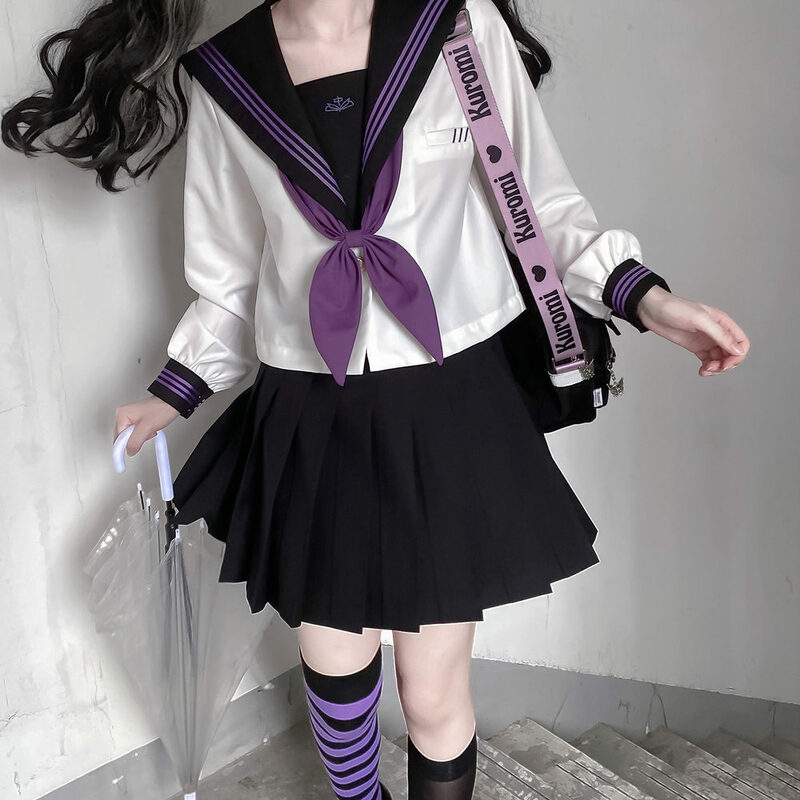 Uniforme bonito estilo japonês para Estudante, JK Terno de marinheiro, manga comprida Terno Intermediário, Traje Cosplay-Friendly