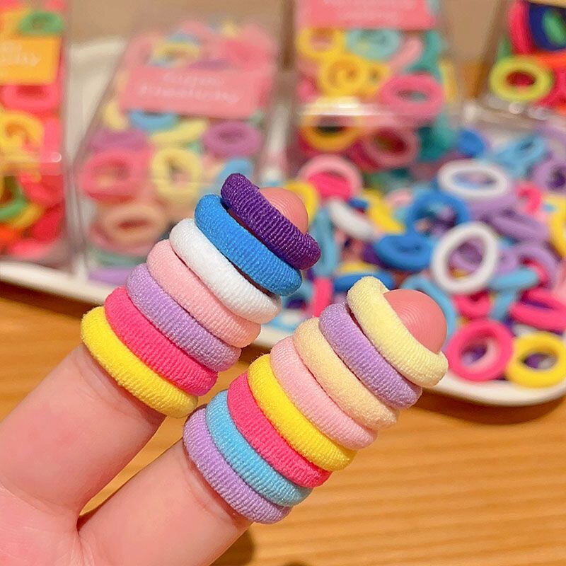 Colorful Elastic Hair Bands for Girls, Nylon Small Headband for Children, Ponytail Holder, Scrunchie, Kids Hair Accessories, 100Pcs