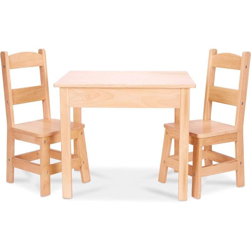 Set tavolo e 2 sedie in legno massello-mobili con finitura leggera per sala giochi