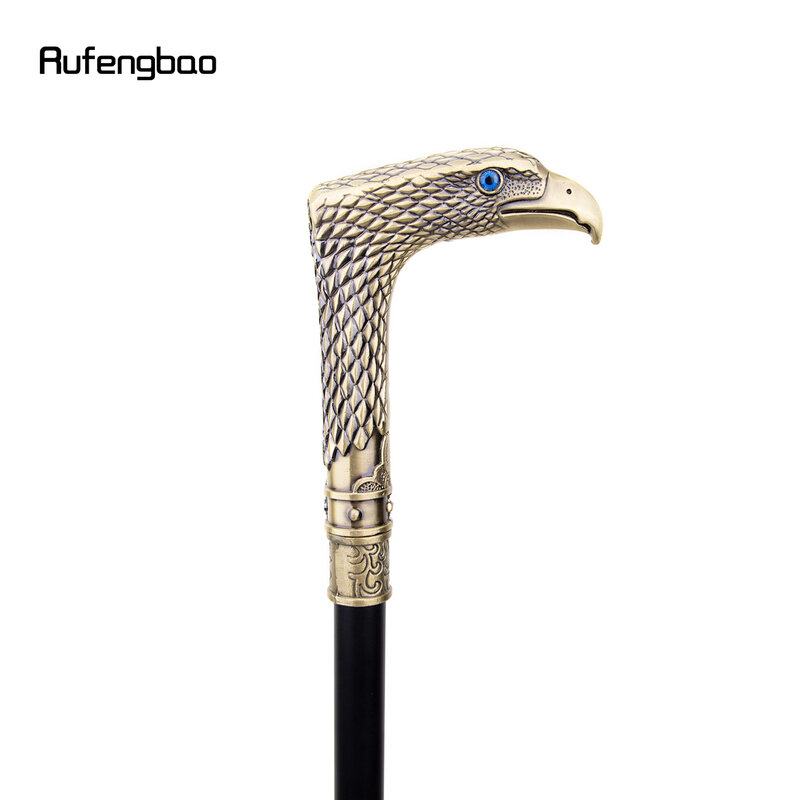Coppery Blue Eye Eagle Single Joint Walking Stick with Hidden Plate Self Defense Fashion Cane Plate Cosplay Crosier Stick 93cm