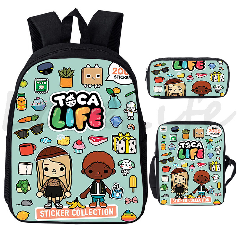 Детский рюкзак для книг Toca Life World 3 шт./компл., школьные ранцы для мальчиков и девочек, дорожные рюкзаки для подростков