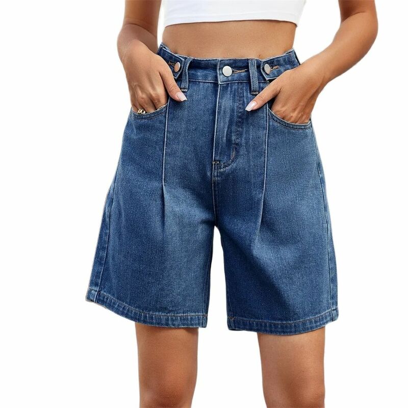 Женские джинсовые шорты-карго, модные ковбойские бриджи в евро-американском стиле со средней талией и регулируемыми потертостями, лето 2024