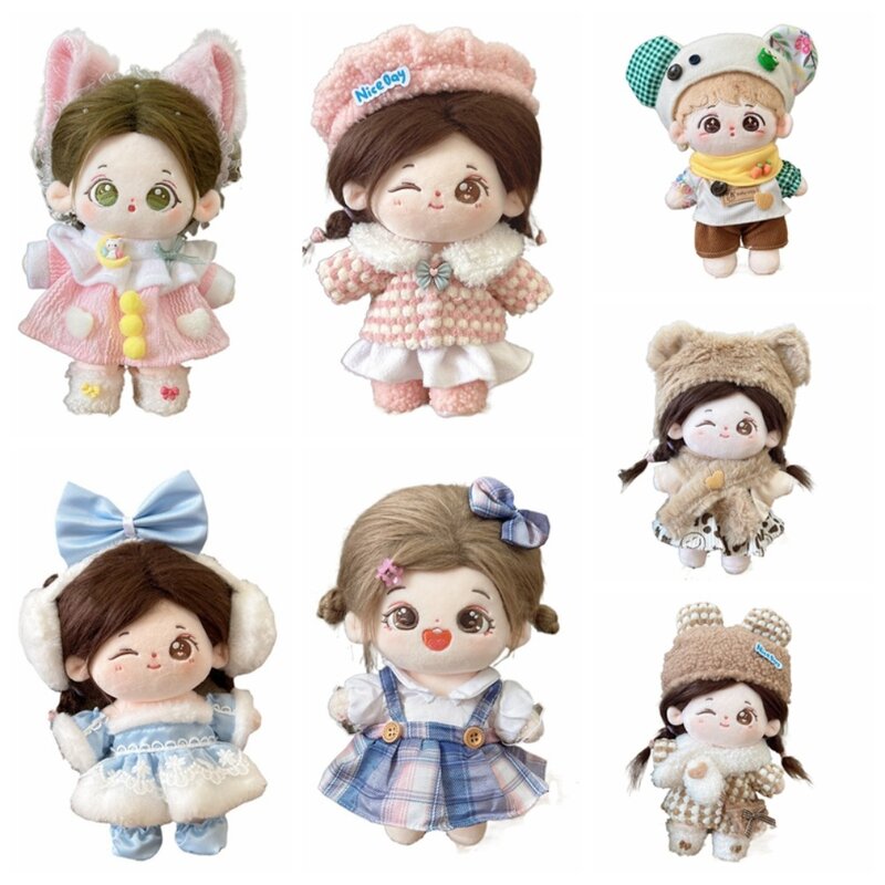 Платье 20 см, хлопковая одежда для кукол, платье, одежда для кукол, Одежда для кукол со звездами, одежда для кавайной куклы, Зимняя Одежда для куклы 20 см, хлопковая кукла