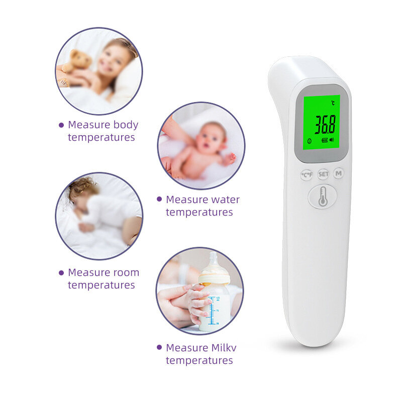 Termometro Fiebre Digital Termómetro Digital corporal para bebés y adultos, medidor de fiebre infrarrojo para la frente y el oído, de mano, sin contacto