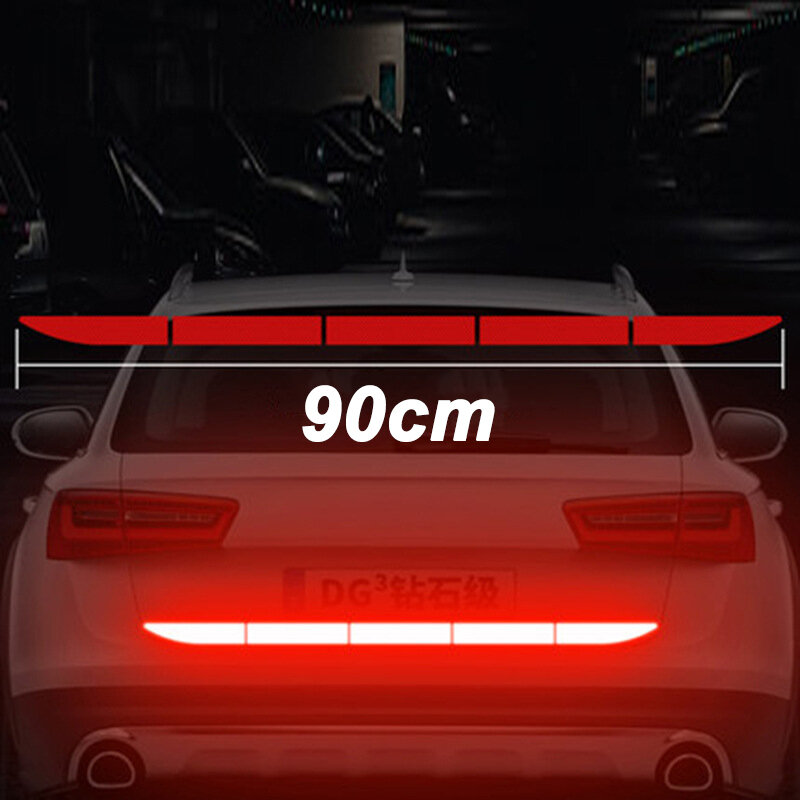 สติ๊กเกอร์แปะรถสะท้อนแสง90ซม. เทปแถบสะท้อนแสงสำหรับเตือนภัยสติกเกอร์รถอุปกรณ์ตกแต่งรถยนต์แถบสะท้อนแสงสำหรับเตือนภัยกันการชน