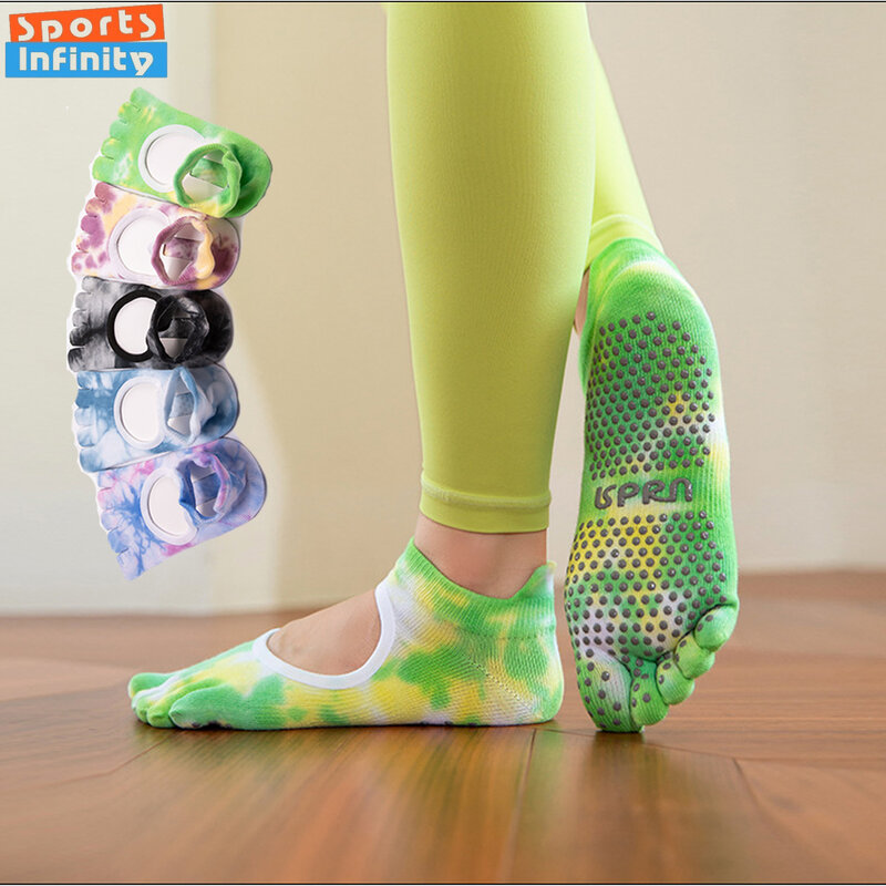 Камуфляжные жаккардовые силиконовые Нескользящие носки для йоги для женщин, профессиональные носки для пилатеса, спортивные носки для балетных танцев и фитнеса в помещении