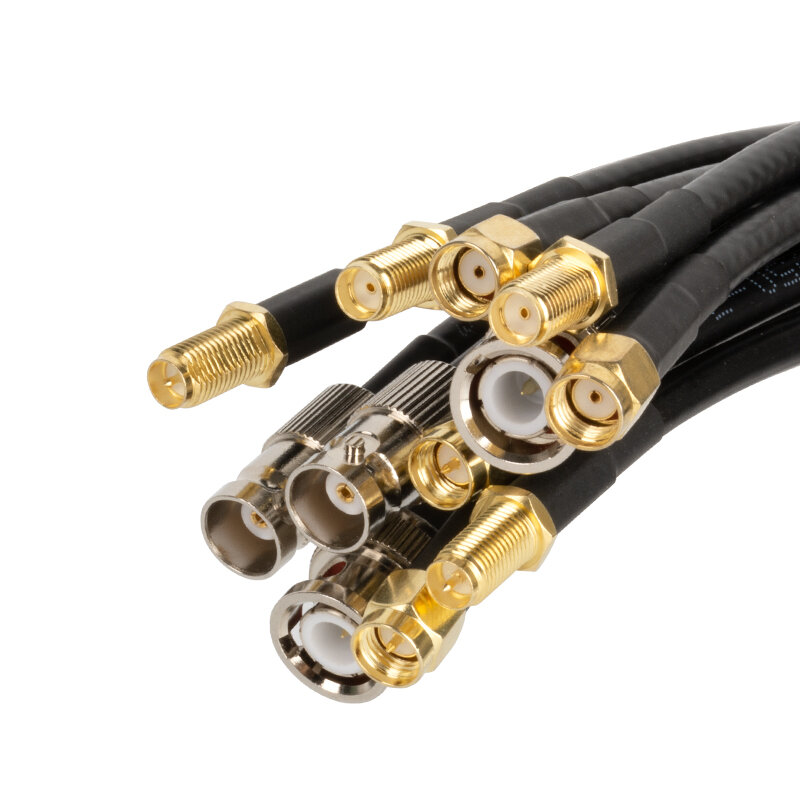 Kabel RG58 steker laki-laki BNC ke SMA laki-laki RG-58 50 Ohm RF kabel ekstensi adaptor konektor RF Jumper Pigtail sma untuk bnc 15 cm-30 m