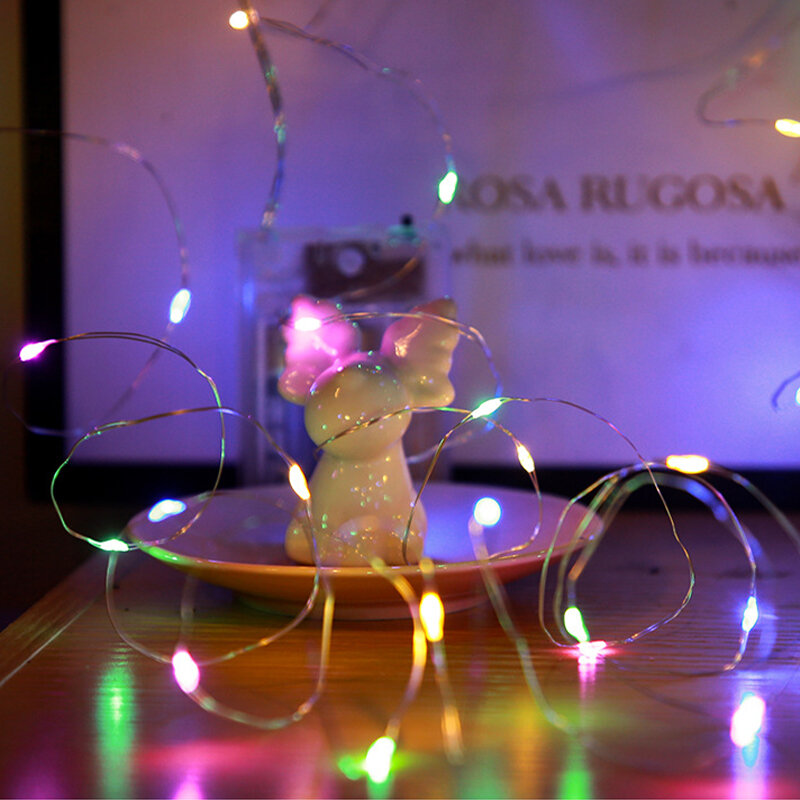Girlanda żarówkowa Led pudełko oświetlenie z miedzianymi przewodami kolorowa lampki na wesele świąteczna światełka dekoracje do domu girlandy
