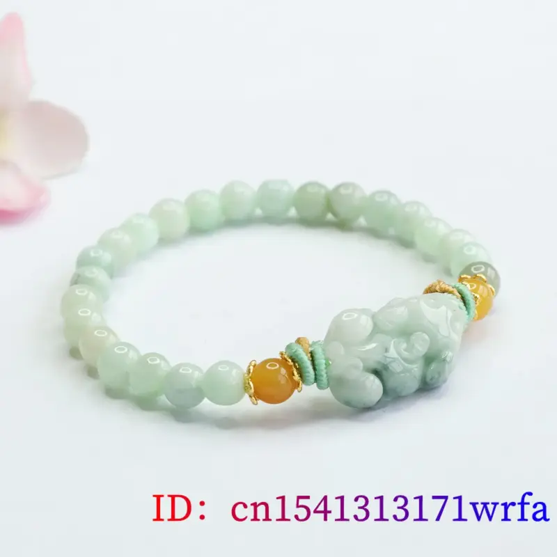 Burmese Jade Pixiu Bracelets Bangles Charm Men White Charms Bead Natural Gemstone Jadeite Jewelry Women Luxury Gemstones