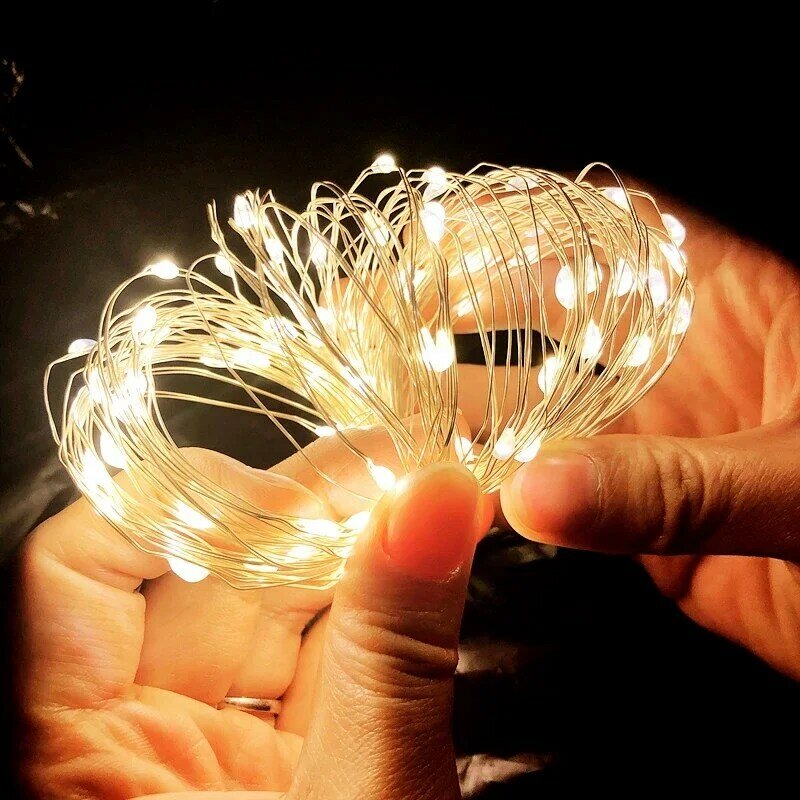 USB سلسلة أضواء 1/2/3/5/10 متر سلك مقاوم للماء جارلاند الجنية أضواء عيد ميلاد الزفاف زينة عيد الميلاد عطلة في الهواء الطلق حديقة حفلة