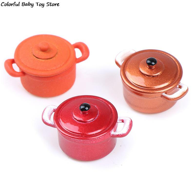 Alloy Miniature Pot para Doll House, Cozinha Acessórios, Doll House, Mini Kitchenware, Miniature Pot, 1:12, Hot