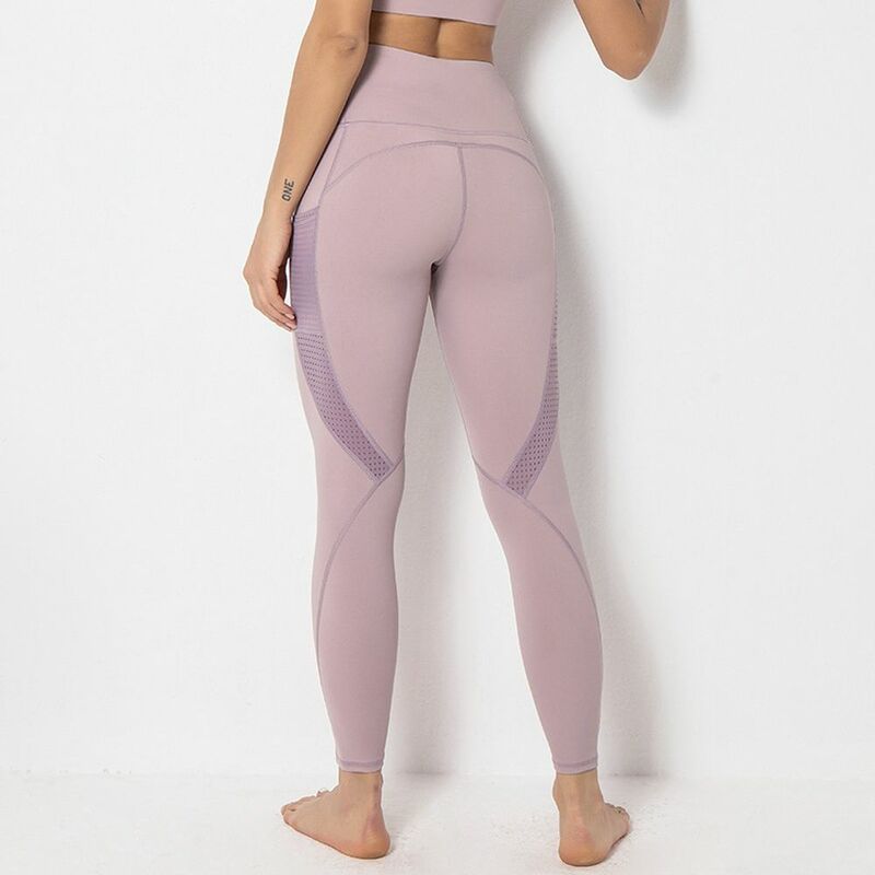 Celana Yoga Wanita Celana Panjang Fitness Lari Olahraga Saku Potongan Wanita Penyambungan Butt Lift Ketat Legging Bersirkulasi Elastis Tinggi