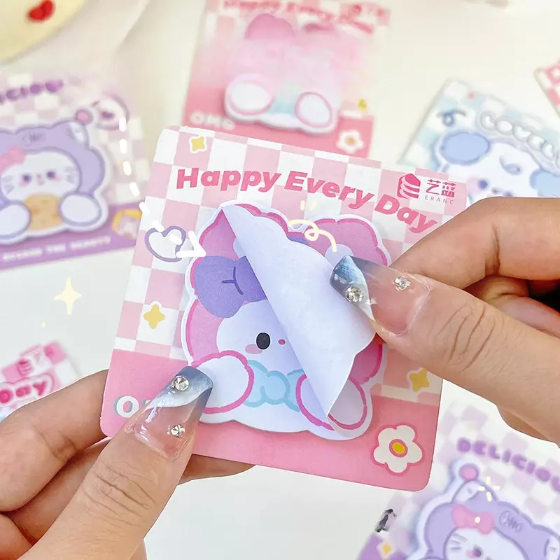 20 Sheets Kawaii Cartoon Animal Sticky Memo Pad for Scrapbooking DIY Decorative Material Collage Journaling School Supplies