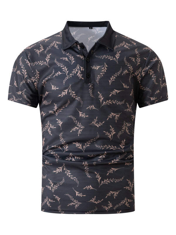 Hot new Men Casual short-sleeved Printed polo shirt, tree Print lapel short-Sleeved polo shirt, S-3XL