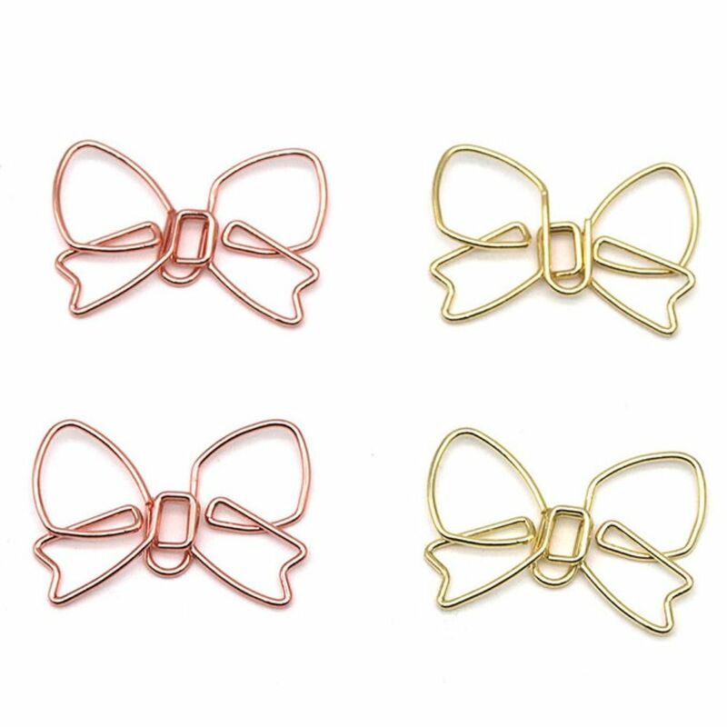 10PCS Metal Bowknot Paper Clips Paper Decorative Special-shaped Gold Bookmark Clip Creative Paper Clamps Office/School