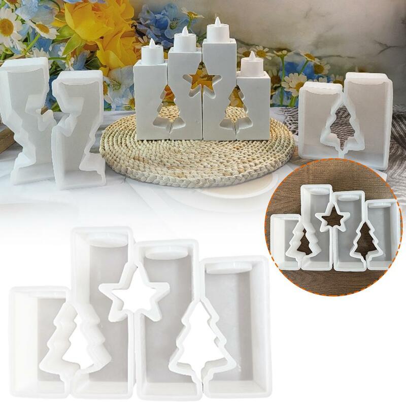 Caja de cera de té acrílica para árbol de Navidad, molde de silicona para decoración de té, soporte funcional para yeso, vela DIY, D3W9