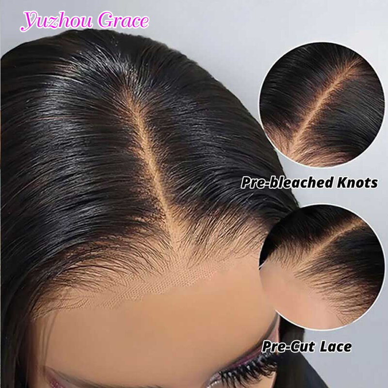 Yuzhou Grace-peruca frontal de renda HD para mulheres, reta, sem cola, 250 densidade, fechamento de renda HD 5x5, perucas pré arrancadas, 13x6