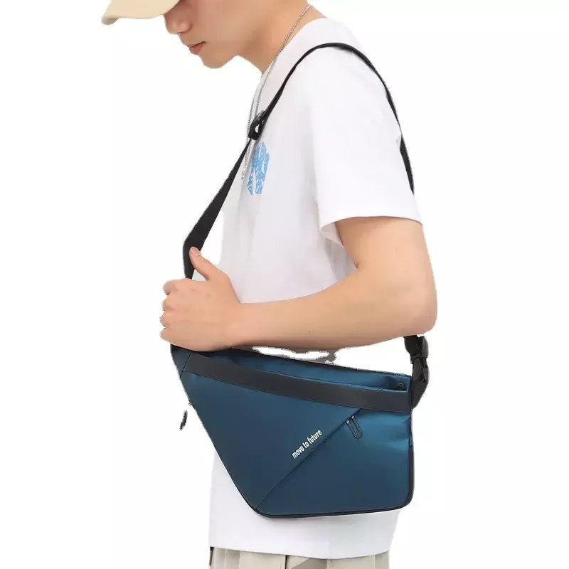 Men's PU Waterproof Chest Bag Fashion Trend Single Shoulder Sling Bag Capacity Expansion Travel Portable Crossbody Bag