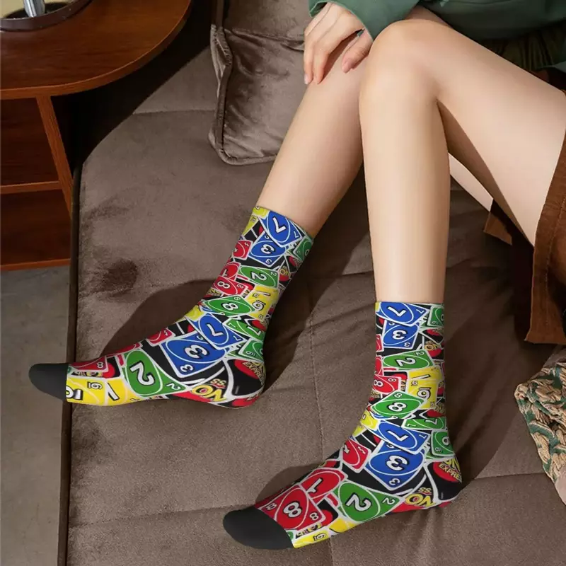 Uno carte da gioco calzini modello espresso Harajuku calze Super morbide calze lunghe per tutte le stagioni accessori per regali Unisex
