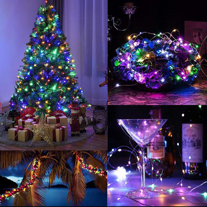 LED Fairy String ไฟกันน้ำกลางแจ้ง Garland พลังงานแสงอาทิตย์วันหยุดคริสต์มาสสำหรับ Garden Party ตกแต่งต้นไม้