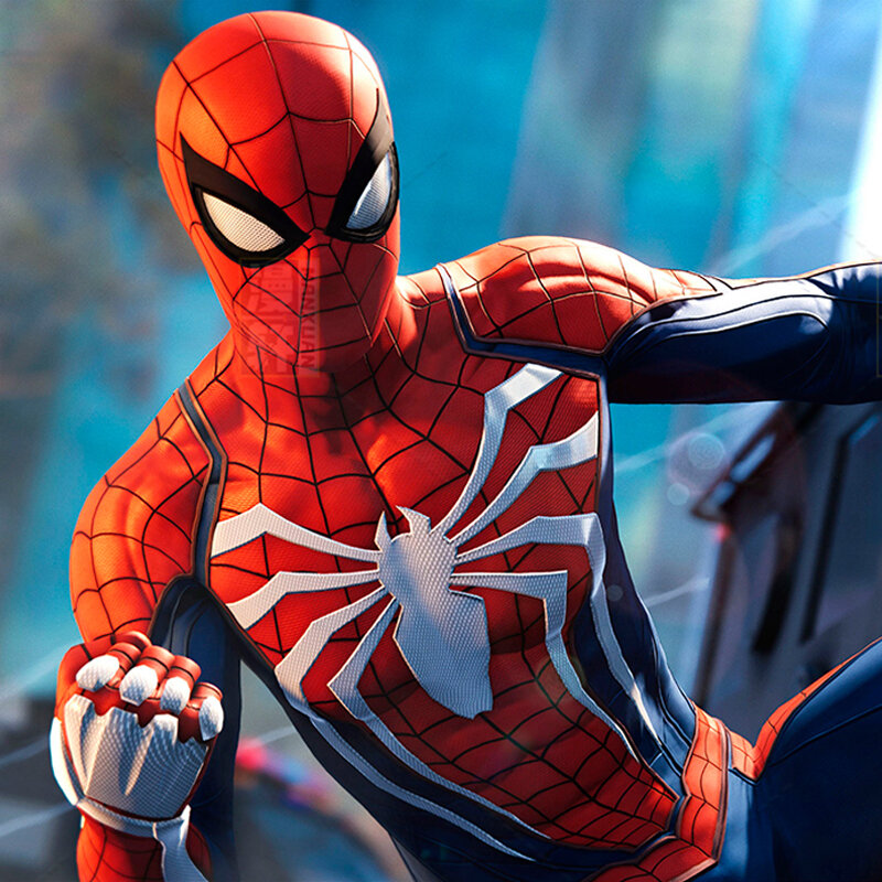 Spiderman Cosplay para crianças, jogo PS4, super-herói Zentai, trajes de Halloween, macacão de corpo inteiro para adultos e homens