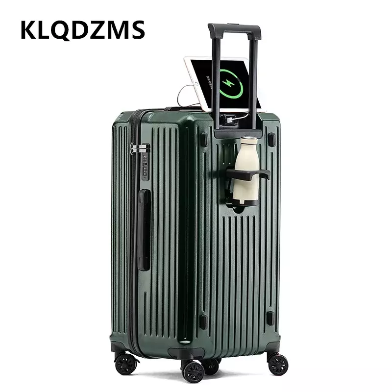 KLQDZMS Luggage with Wheels High Quality Extra Large Capacity PC Trolley Case USB Charging Boarding Box Women's Cabin Suitcase