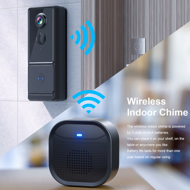 IP65 wasserdicht Smart Home Wireless Wifi Türklingel Kamera Pir Bewegungs erkennung Sicherheit Intercom Türklingel Wireless Indoor Glockenspiel