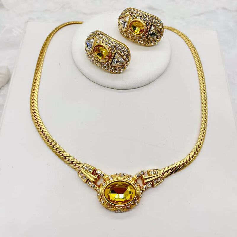 Vintage Palace Style Golden Snake Necklace and Earrings