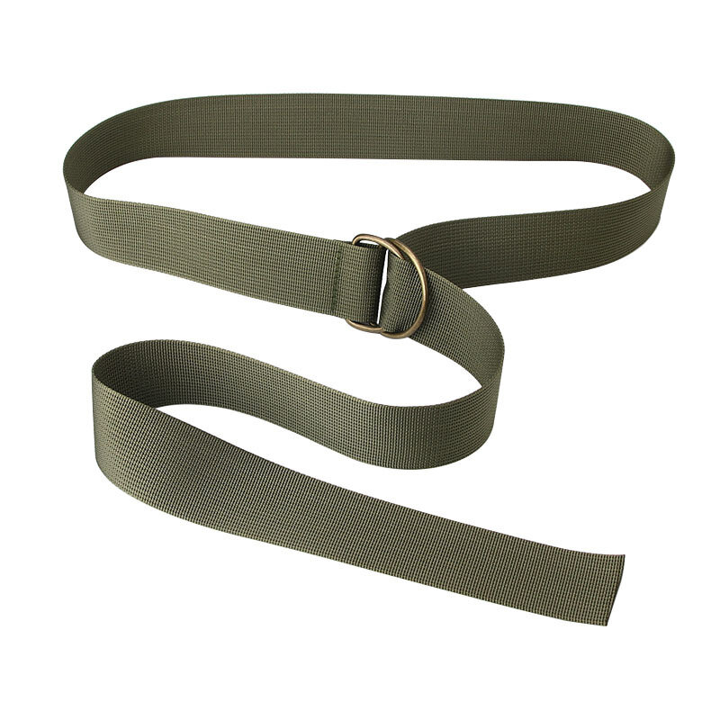 Cinturón de lona de calidad para hombres y mujeres, hebilla de doble anillo, versátil, informal, pantalones de vaquero, cinturón de entrenamiento