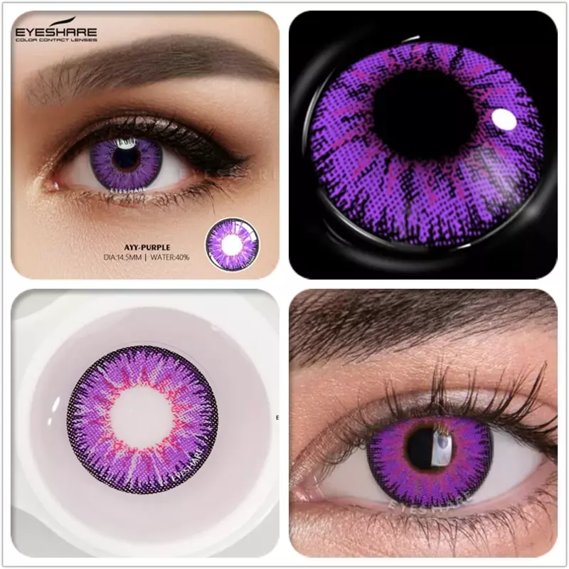 Eyeshare-Cosplay Lentes de Contato, Linda Pupil Eye Cosmetic, Colorido, Halloween, Olhos Anuais, 1 Par
