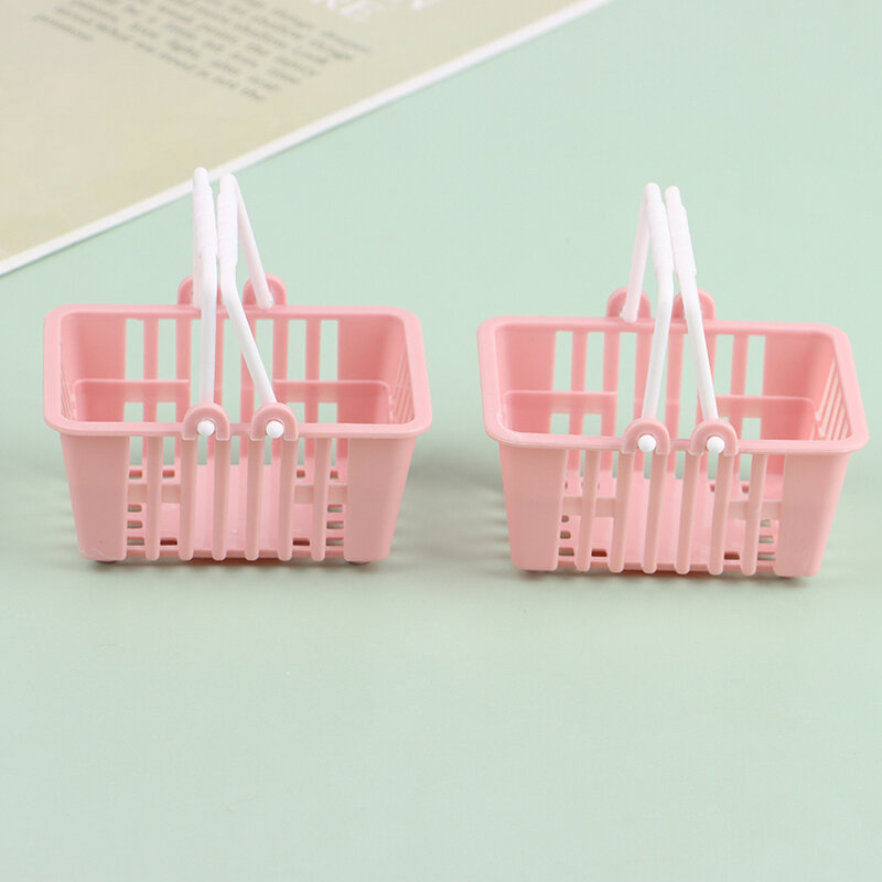 2 Stück Puppenhaus Mini Shopping Hand körbe Modell Puppenhaus Supermarkt Korb für Lebensmittel Spielzeug so tun, als ob sie spielen