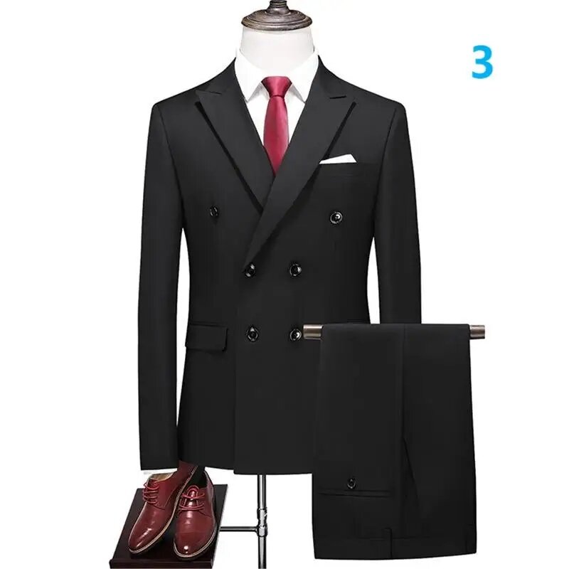 ZPMN06 traje de talla grande para hombre, traje de dos piezas de doble botonadura, color sólido, Comercio Exterior, pantalones, traje de padrino de boda