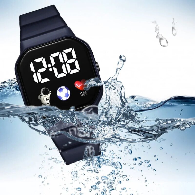 Jam tangan LED Digital untuk anak, jam tangan olahraga tali silikon Spaceman tahan air, jam tangan elektronik untuk anak laki-laki dan perempuan, hadiah baru