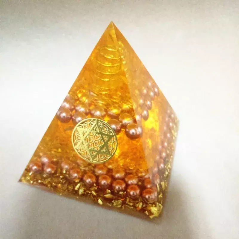 هرم أورجونيت كريستال Aura للطاقة ، مصنوع من الراتنج ، مصنوع يدويًا ، يجذب الثروة ويحسن الحظ ، المجوهرات الزخرفية