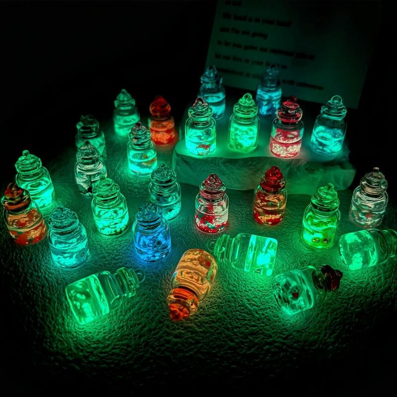 Frascos pequeños transparentes de la suerte, Mini botella de derrape, cola de gota luminosa, joyería de deseos, 10 piezas