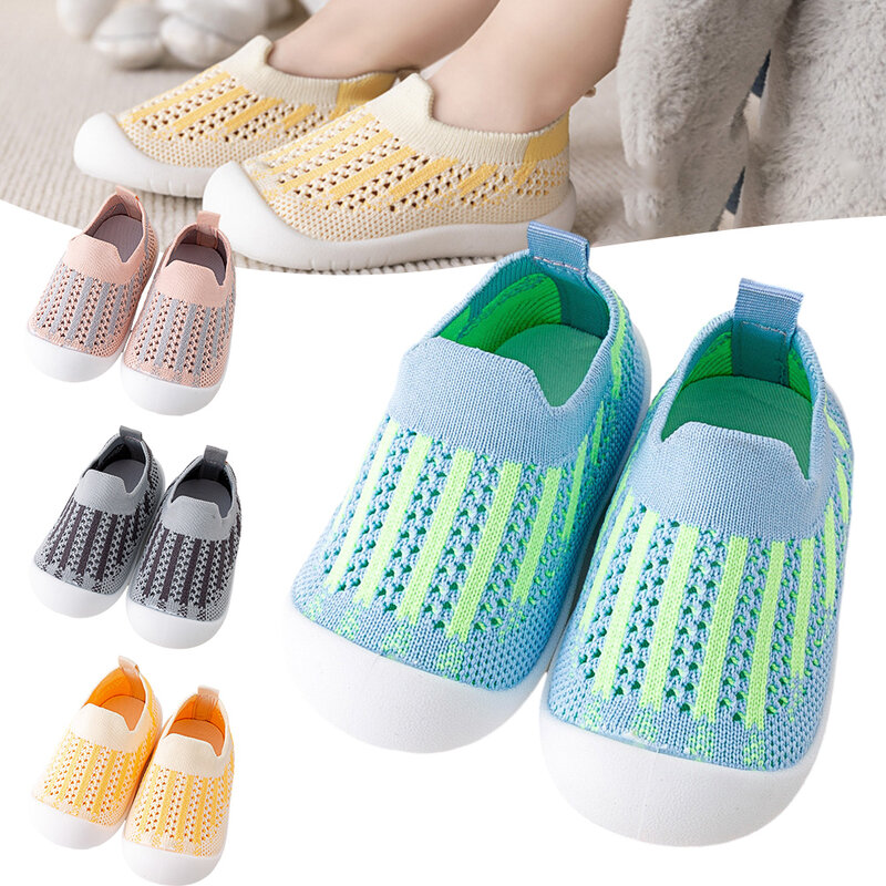 Sandálias respiráveis antiderrapantes para bebês, Sapatos de caminhada para sala de estar, Sola macia