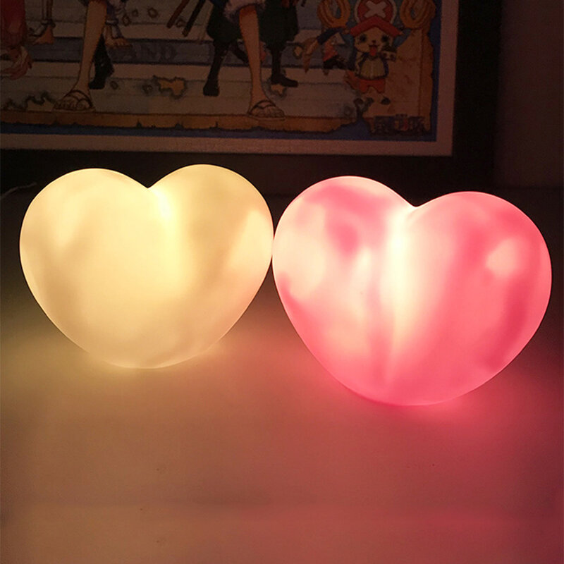 Lámpara LED 3D de corazón de amor creativo, adorno de luz nocturna roja y Rosa romántica, decoración de luz ambiental para el hogar, cumpleaños y Navidad