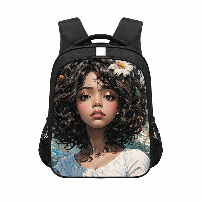 귀여운 아프리카 소녀 배낭 미국 라틴계 아프리카 여성 배낭, 십대 소녀용 어린이 학교 가방, 학생 책가방
