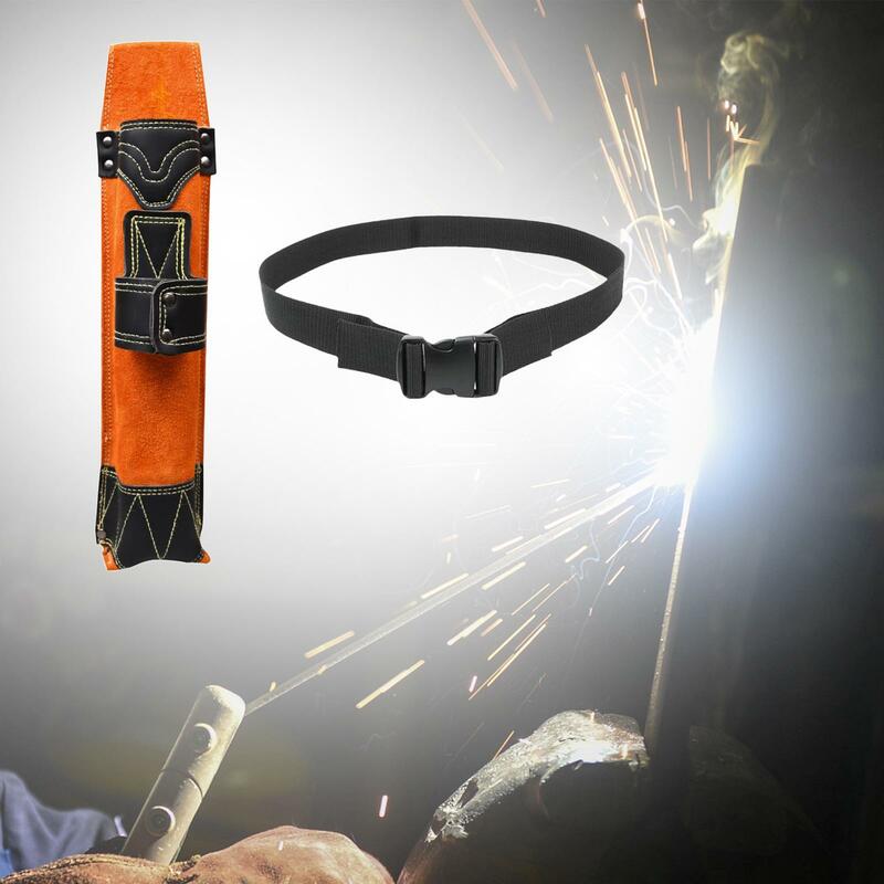 Supporto per elettrodi per bacchette di saldatura marsupio accessorio Versatile fibbia per cintura regolabile ignifuga indossabile arancione e nera