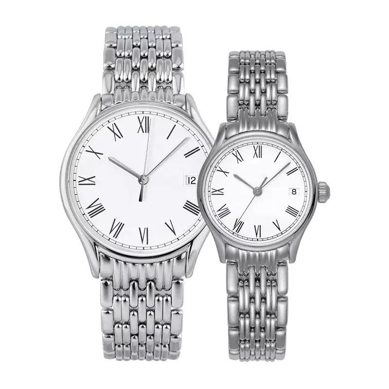男性と女性のための機械式自動巻き時計,白い時計ダイヤル,ラグジュアリー,新品