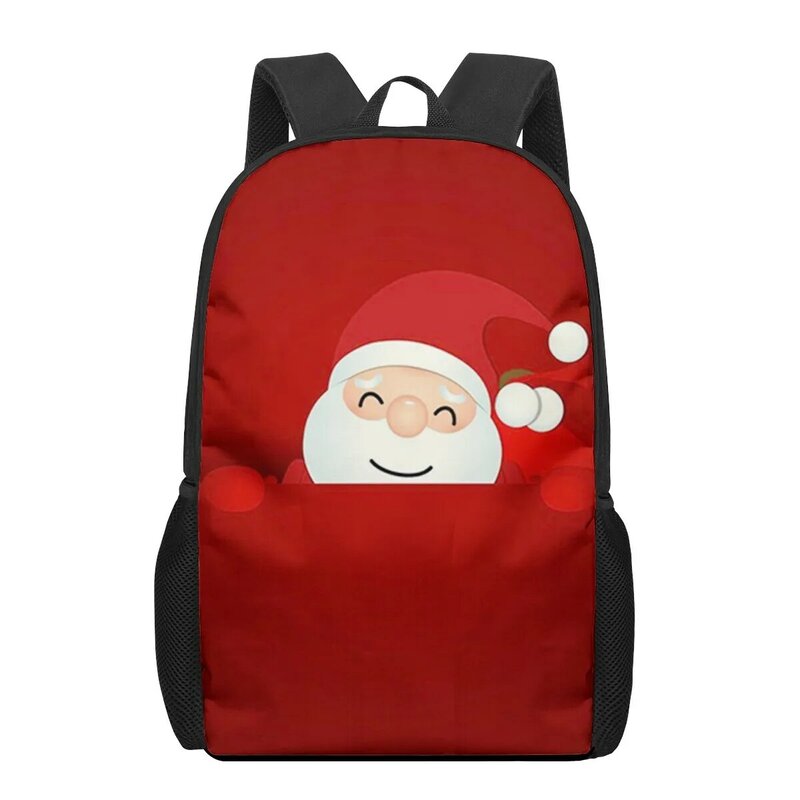 Детские рюкзаки с рождественским принтом Санта Клауса, школьные ранцы для мальчиков и девочек, сумки на плечо