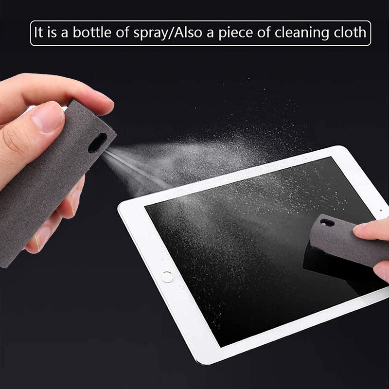 2 In 1 Phone Screen Cleaner Spray Computer Mobile Phone Screen Dust Remover Tool Microfiber Cloth For iPhone iPad Apple Polish