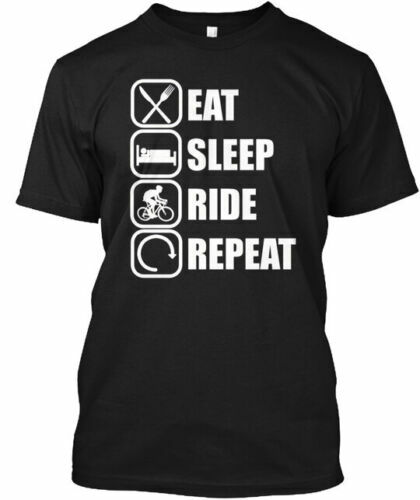 Eat Sleep Ride Repeat T-Shirt, Tamanhos S a 5XL, Feito nos EUA