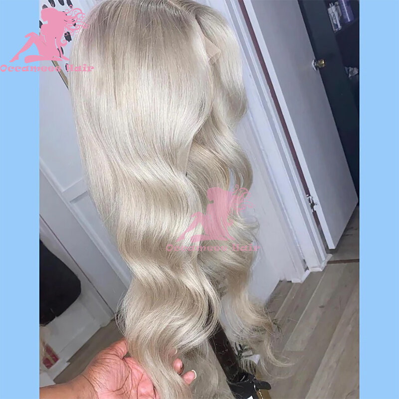 Platinum Ash Blonde Wig Human Hair Glueless Pre plucked Natural Wave Teansparent Swiss Lace 13x6 Frontal Wig Brazilian Hair wig