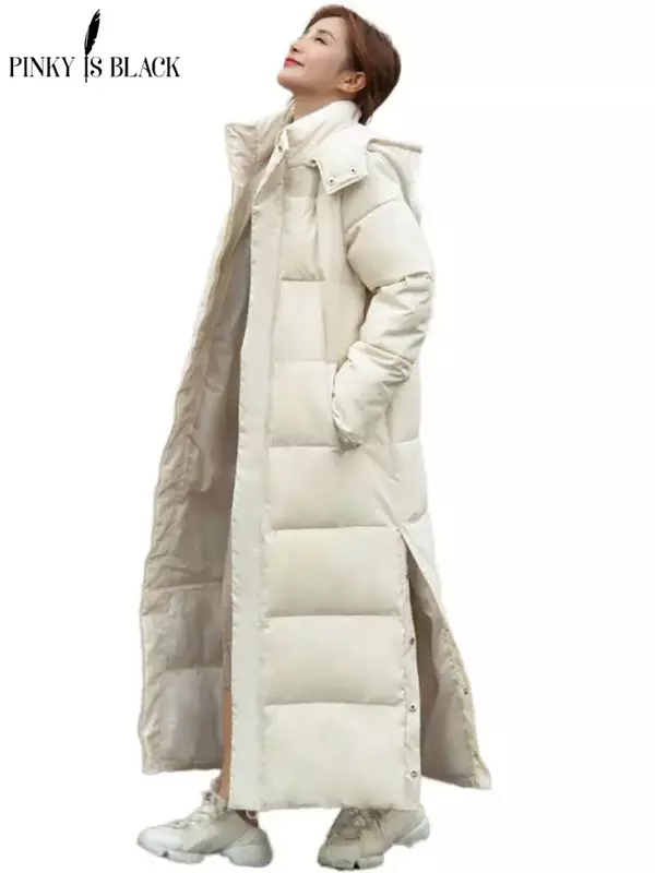 PinkyIsBlack-Parkas com capuz longo para mulheres, jaqueta grossa, casaco de algodão, outwear quente, moda casual, novo, inverno, 2022