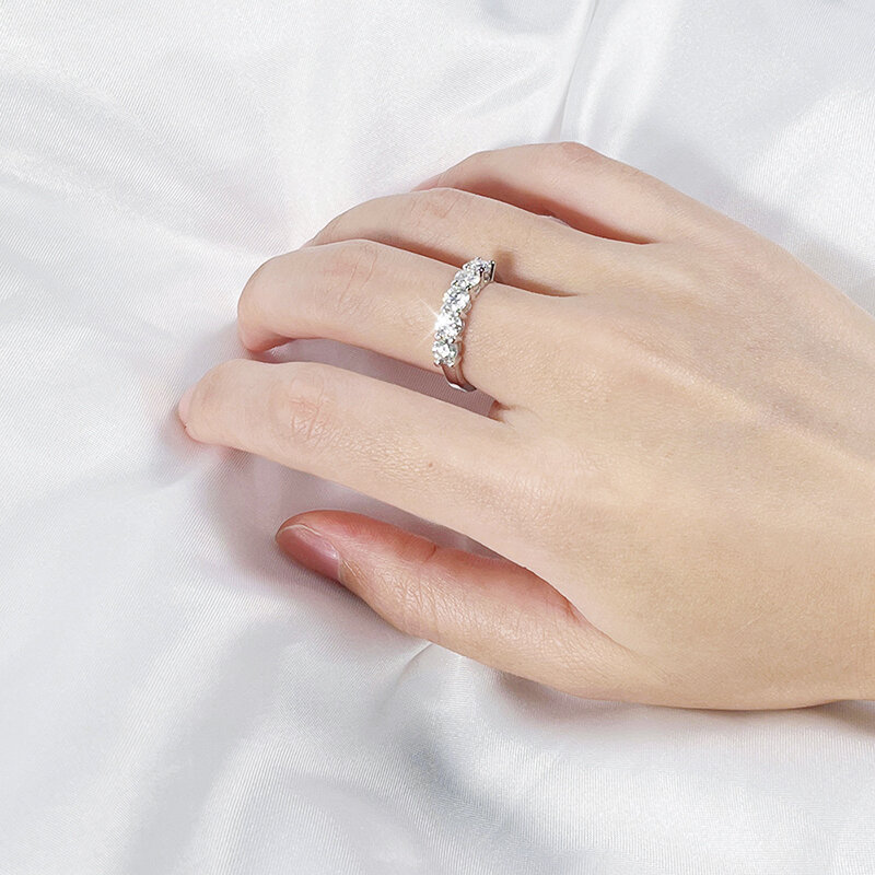 Женское кольцо с муассанитом Smyoue, белое золото D, 4 мм, с камнем 1,5 карата, свадебное кольцо с бриллиантами для невесты, серебро 925 пробы