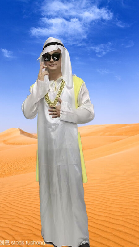 Costume de cosplay d'Halloween pour hommes et femmes, robe arabe adulte, reconnaissance locale de Dubaï, costume de cosplay des Émirats arabes unis