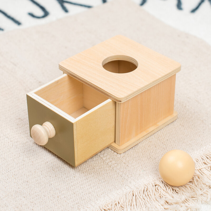 Montessori Baby Early Education Toys Colorful Wooden Throwing Coin Drawer Box Drum Training Baby Sensory Logic Teaching Aids