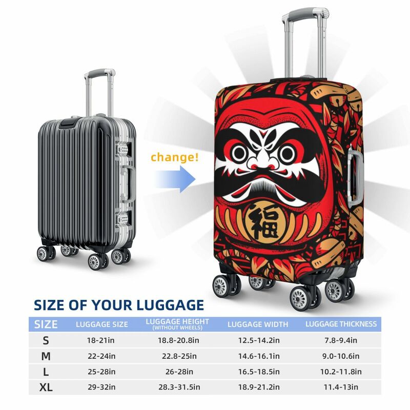 Daruma-Fundas protectoras de equipaje con estampado Daruma, cubiertas antipolvo elásticas e impermeables para maletas de 18 a 32 pulgadas, accesorios de viaje